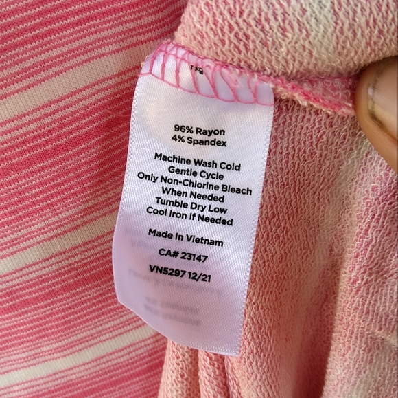 Talbots Pink White Stripe Side Tie Detail French Terry Midi Sleeveless Dress - Picture 8 of 8